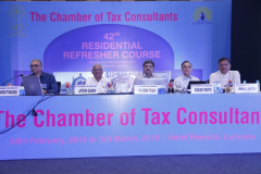 Panel Discussion: On dais from L to R: CA Anish Thacker, Hon. Secretary; CA Jayesh Gandhi, Panellist; CA Yogesh Thar, Panellist; CA Parind Mehta, Panellist and CA Mehul Sheth, Vice Chairman